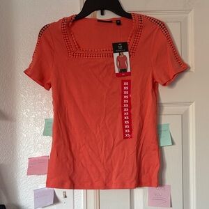 Rafaella Vibrant Orange Square-Neck Tee